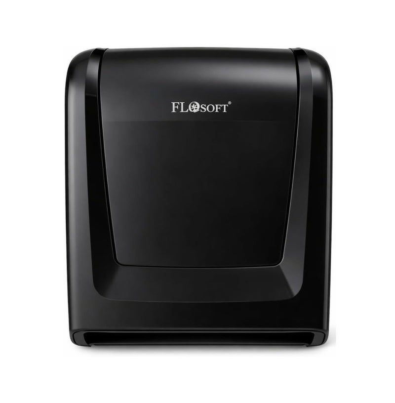 فلوسوفت موزع مناديل ورقية جداري بنظام طي Z مع قفل بمفتاح، حامل مناديل يدوي مصنوع من بلاستيك ABS، سعة 300 ورقة للاستخدام في الحمام والمطبخ والمكتب، لون أسود، 22 × 19 سم - Image 1